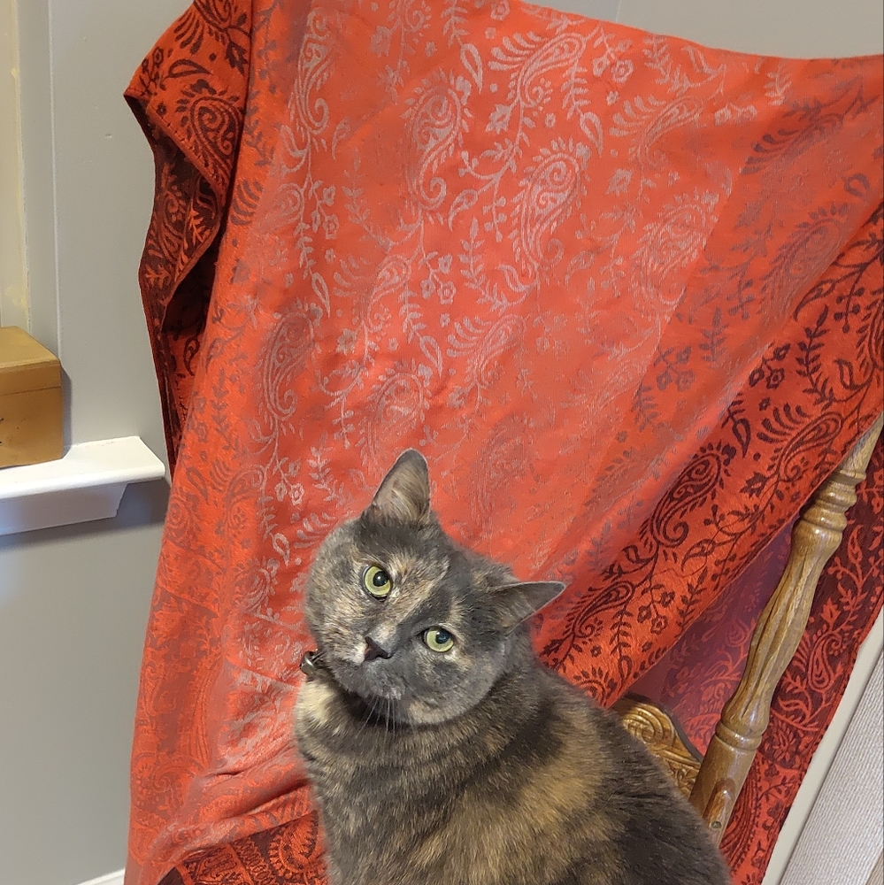 Scarf large red grey and black